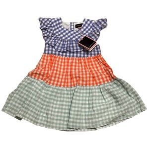 Andy & Evan Little Girls Checkered Tiered Dress - Size 3T- NWT- Spring striped